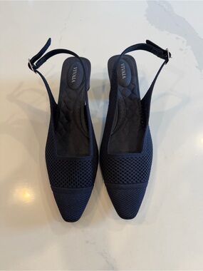 VIVAIA Navy Pointed-Toe Slingback Sandals (Leah Pro)  Size 41.5EU / US 10